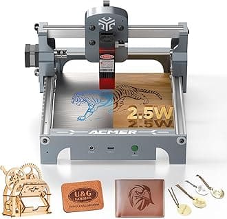 ACMER S1 Laser Engraver for Beginner Mini Laser Engraving Machine for Wood, Paper, Acrylic, 2.5W/3.5W/6W, Laser Class4 (Silver, S1 2.5W)