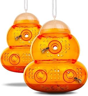 ASPECTEK Wasp Traps, 2-Pack – Reusable Hourglass-Shaped Traps, Yellow Jacket & Hornet Catchers for Indoor & Outdoor Use