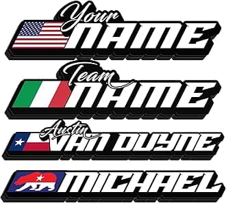 - Custom Racing Name & Number Sticker – Personalized Flag Helmet Decal for Car, Bike, Motorcycle, Helmet, Go-Kart, Laptop, Water Bottle, Tumbler, Phone – Waterproof Vinyl Sticker for Racer & Rider