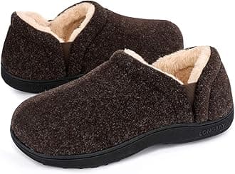 LongBay Men's Slippers Warm Bedroom Memory Foam House Shoes Slip-On for Indoor Outdoor Winter