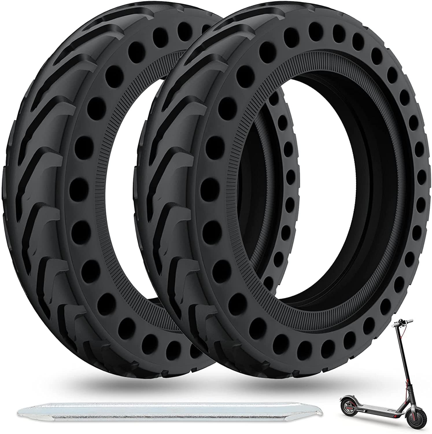 2 Pack Xiaomi M365 Solid Tyre, Puncture Proof Electric Scooter Tyres Tire Replacement Wheel 8.5 Inch Explosion Proof Rubber Honeycomb Front/Rear for Xiaomi Mijia M365 Pro