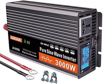 3000W 4000W 5000W 6000W (Peak)Pure Sine Wave Power Inverter, Intelligent Solar Power Inverter 12V/24V/48V/60V DC to 220V~240V AC Converter with LCD Display, AC Outlets ,for RV Truck Camping,3000W-12V