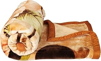 BSB HOME Super Soft Cloudy Printed Single Bed Blanket for Heavy Winter, Single Ply Mink Blanket King Size with 152 x 220 Cm – 2.5 Kg (Multicolour Beige Brown & Green, Pack of 1)