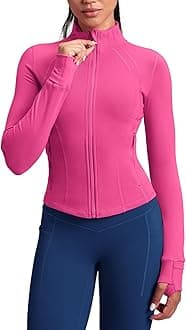 QUEENIEKE ButterNatural Running Jackets for Women - Zip Up Athletic Workout Jackets Slim Fit Track Jacket with Mesh Panel