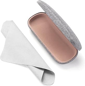 Marvolia Glasses Case Hard Shell Eyeglasses Case Linen Fabrics Protective Case for Sunglasses Eyeglasses with Cleaning Cloth for Men Women - Grey