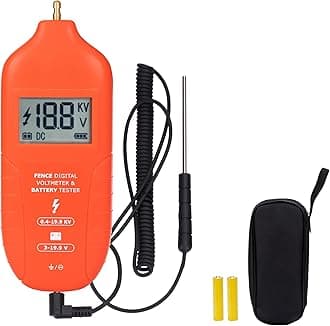 Electric Fence Tester Fault Finder Digital Electric Fence Voltage Tester Max 19.9kv, Fence Voltage Tester with Large LCD Display, Grounding & 1.5V Battery Included