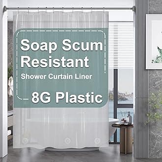 Plastic Shower Curtain, 60 x 72 Inches PEVA Heavy Duty Clear Shower Curtain, Waterproof Heavy Weight Thick Bathroom Curtain with 3 Big Clear Weighted Stones and 10 Rustproof Grommet Holes
