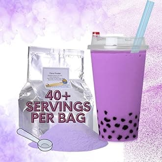 BUBBLE TEA SUPPLY 40-45 drinks of Boba Powder Variety for Tapioca Pearls Fruit Milk Tea Bubbles Instant flavored drinks with brown sugar boba UBE (PURPLE YAM)
