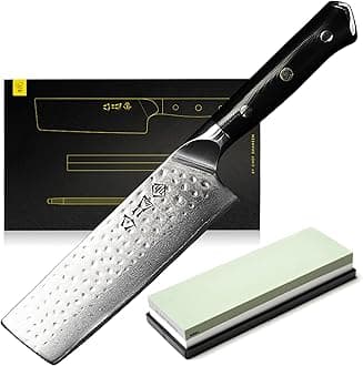 Larsa Knife, 3-Pcs Set, 67 Damascus Steel Knife + 400/1000 Whetstone + Sharpening Rod