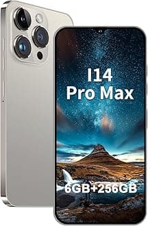 A14ProMax Unlocked Android Smartphone 6GB+256GB, 6.8" HD+ Display, 50MP+24MP Dual Camera, 6800mAh Battery, 5G Dual SIM, 128GB Expandable (Space Gray)