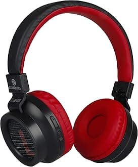 Zebronics-Bang over the ear headphones with Foldable Design and Bluetooth v5.0 headphones, Providing up to 20h* Playback(Red)