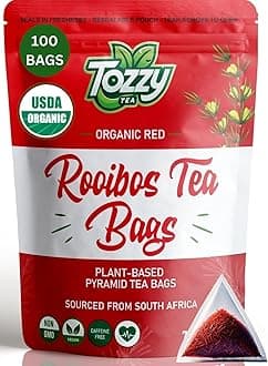 Tozzy Organic Red Rooibos Tea - 100 Plant-Based Pyramid Bags | Eco-Friendly Packaging