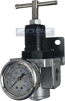 7 TO 570 PSI, 1" NPT, HIGH PRESSURE INDUSTRIAL REGULATOR FOR AIR & INERT GAS, ADJUSTABLE FROM 7 THROUGH 570 PSI, HIGH FLOW RATE, T-HANDLE STYLE ADJUSTMENT WITH LIQUID FILLED PRESSURE GAUGE (1" NPT)