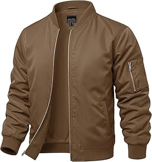 Men's Bomber Jacket Lightweight Fall Winter Casual Windbreaker Full Zip Outwear Coat