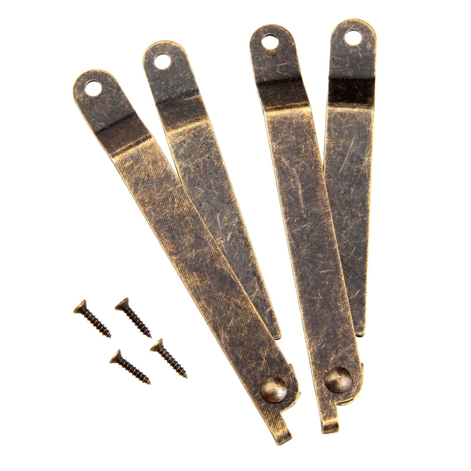Dophee 2Pcs Antique Bronze Rotatable Folding Lid Support Stay Hinges for Home Furniture Cabinet Wooden Boxes Cases Display - 6.77"x 3.82"x 0.43"