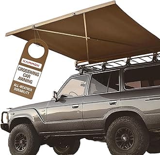 KAMMOK CROSSWING: Car Awning | Three-Second Deployment | No Supports Required | All-Weather Durability | Adjustable Coverage | Desert Tan 5 ft