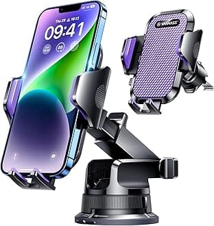 VANMASS [True Military-Grade] Car Phone Holder [Upgraded Suction & Clip] Cell Phone Mount for Dashboard Windshield Vent Truck Cradle Dash Stand for iPhone 16 Pro Max 15 14 13 12 Android, Purple