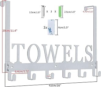 Over The Door Hooks, Towel Rack for Bathroom, Door Mount Towel Hooks Bath Towel Hanger for Bedroom Kitchen Pool Beach Towels Bathrobe Wall Mount Towel Holder for Bathrooms (6 Hooks, Silver Grey)