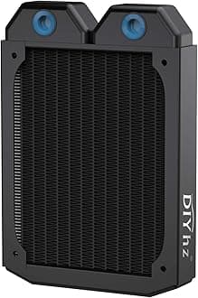 Water Cooling Computer Radiator, 12 Pipe Thick Copper Heat Exchanger Liquid Cooling Radiator G1/4 Thread Heat Row Sink 120mm for CPU PC Laser Water Cool System DC12V Black