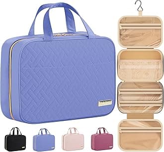 HOTOR Travel Toiletry Bag - Hanging Toiletry Bag for Women & Men, Makeup Bag/Big Comparment, Waterproof for Travel Accessories, Travel Essentials, Medium, Aegean-Blue