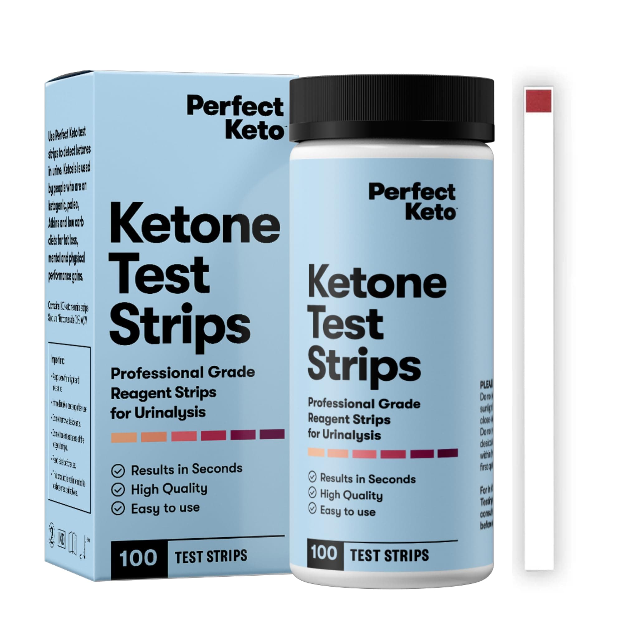 Perfect Keto Ketone Test Strips Kit for Testing Ketones on Low Carb Ketogenic Diet, Monitor Ketosis, Keto Diet Tracker, Urine Test Strips, 100 CT