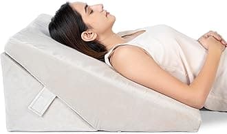 FOVERA Wedge Pillow for Back Support, Adjustable Memory Foam Bed Wedge Pillow for Sleeping, Acid Reflux, GERD, Snoring, Pregnancy, Post-Surgical Recovery (Cream Color, XL Size - 24x24x12 Inch)