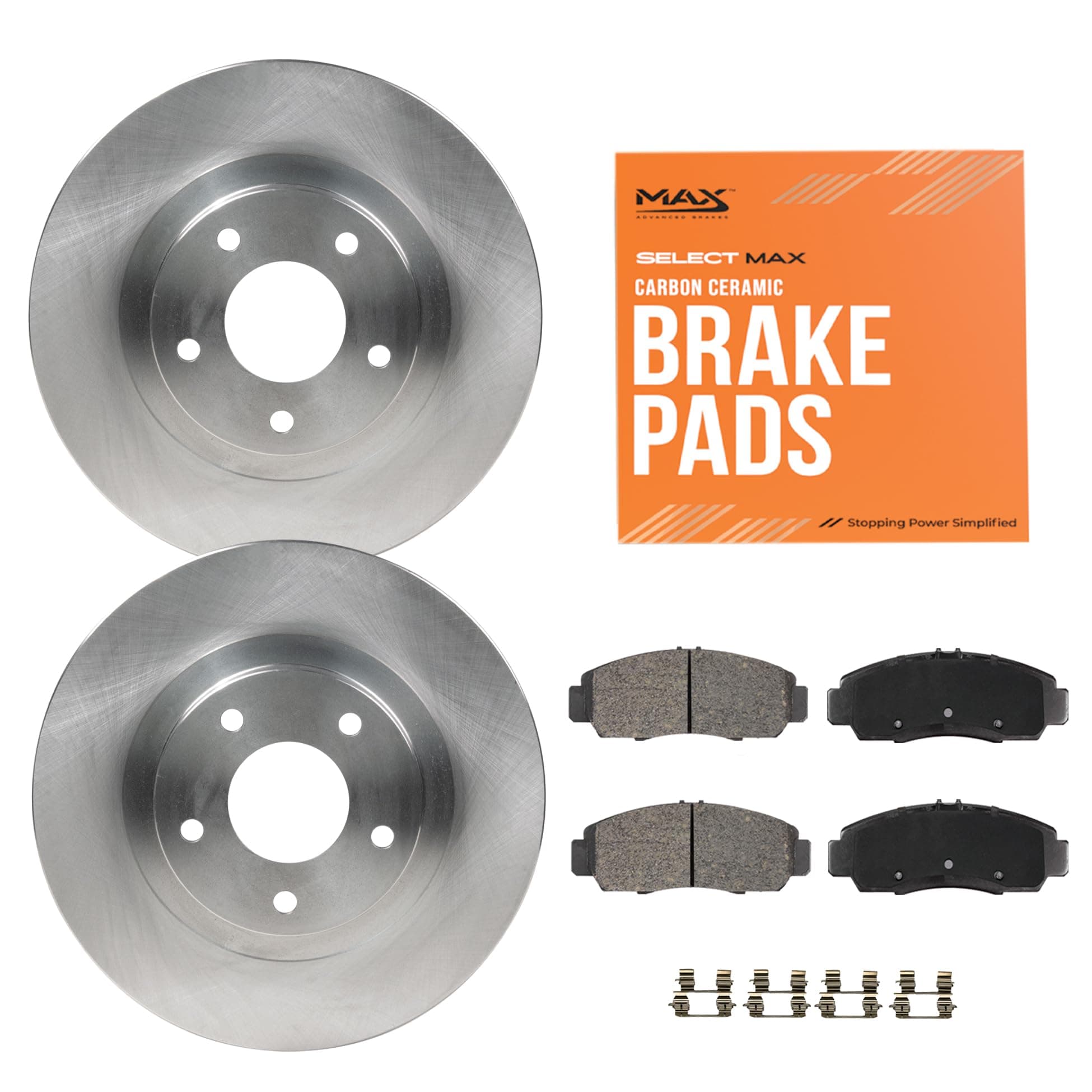 Max Advanced Brakes Front Brake Kit Compatible With 2020 2021 2022 2023 Toyota Corolla Hybrid Engine Prius AWD-e Prime Replacement Premium OE Disc Brake Rotors and Ceramic Brake Pads
