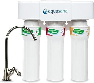 Aquasana Under Sink Water Filter System - Reduces PFAS, Lead, & Chlorine in Drinking Water - Under Counter Claryum Filtration for Kitchen - 3-Stage Max Flow - Brushed Nickel Faucet - AQ-5300+.55