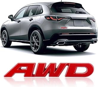 3D AWD Car Emblems and Badges with Adhesive,Premium Exterior Metal Stickers for Car Decoration,Universal Car Stickers Replacement for Tailgate Front Grille Hood Trunk (Red)
