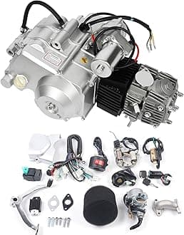 125CC Engine Motor, 4-Stroke Semi Auto Engine for Go Kart ATV Quad Bike Buggy CDI/Air Cooling System Single-Cylinder with Reverse and 3 Forward Electrical Start