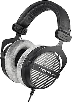 beyerdynamic DT 990 PRO Over-Ear Studio Monitor Headphones - Open-Back Stereo Construction, Wired (80 Ohm, Grey)