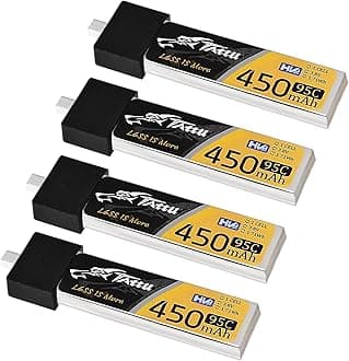 4pcs 450mAh 1S 3.8V LiHV 95C Lipo Battery with BT 2.0 Connector for 1S FPV Tiny Whoop Drone Quadcopters Like Meteor75, Meteor75 Pro