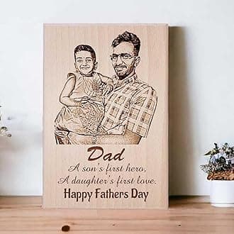 Incredible Gifts India Personalized Wooden Engraved Photo Frame For Father (6×4 Inches, Beige), Tabletop