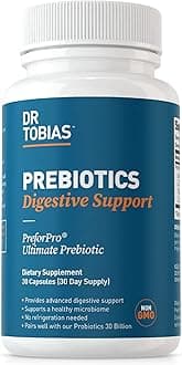 Dr. Tobias Prebiotics, Supports Digestion & Gut Health, Feed Good Probiotic Bacteria, Boost Gut Immune Function, Vegan & Non-GMO Gut Health Supplements for Men and Women, 30 Capsules, 30 Servings