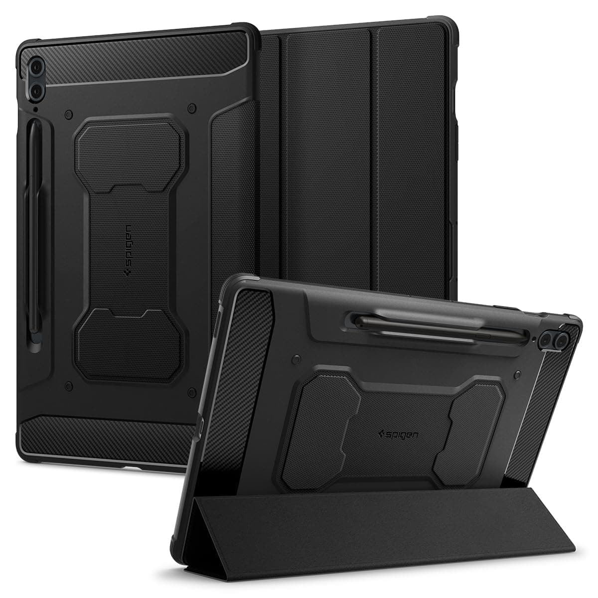 - Rugged Armor Pro | Samsung Galaxy Tab S10+/Tab S9+ Case [S Pen Holder] [Trifold Stand] 12.4 inch Folio Full Cover | TPU+PU Leather - Black