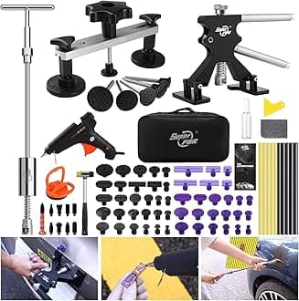 Super PDR 75Pcs Dent Puller Kit for Paintless Dent Repair, Comprehensive Auto Body Repair Tool with 3 Kinds of Puller, Extra Glue Tabs, Toolbag etc, Reusable Dent Removal Kit for Large/Small Dents