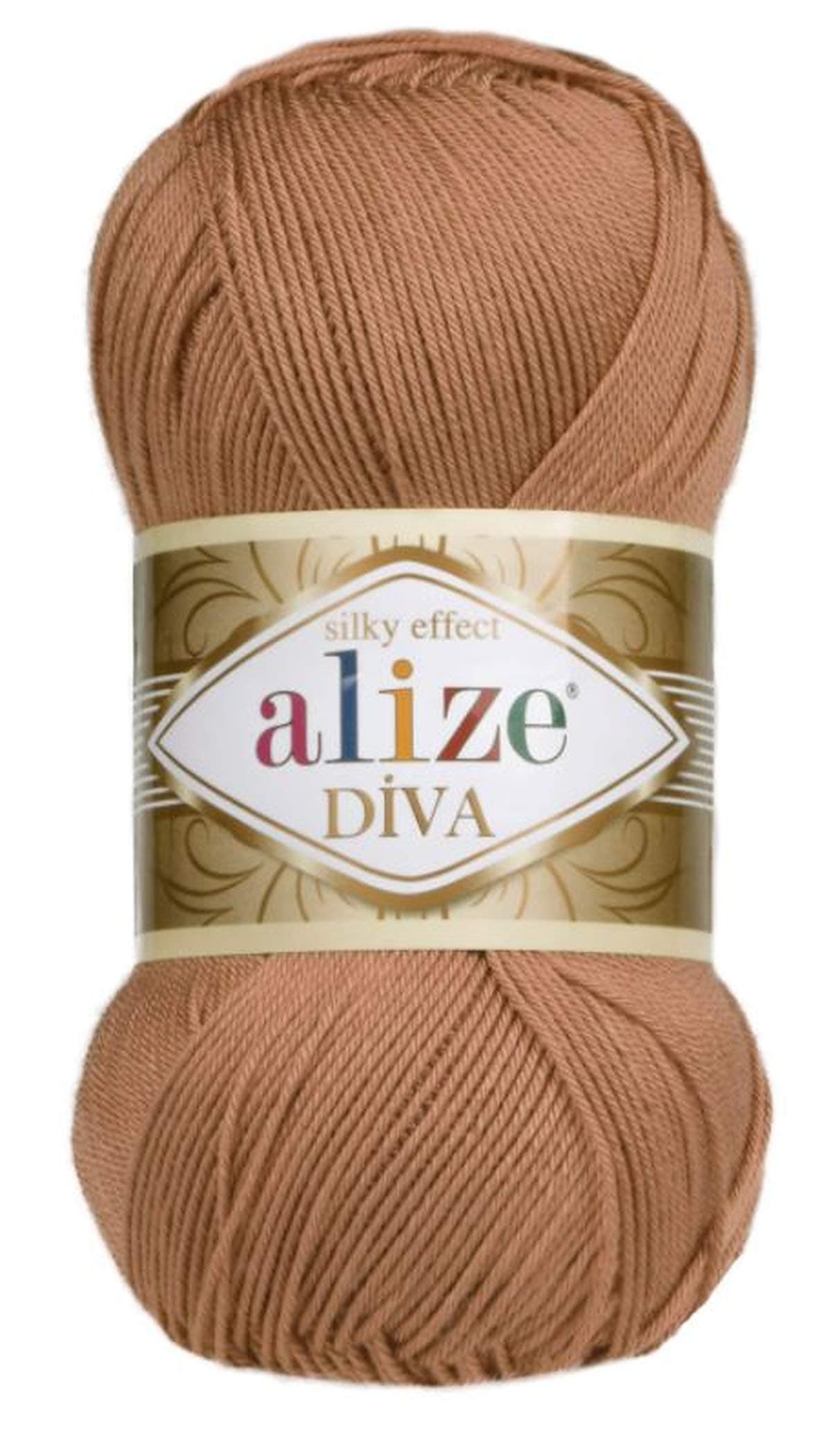 Alize Diva Silk Effect 100% Microfiber Acrylic Yarn 1 Ball/Skein 100gr 383yds Color (261 - Red Brown)