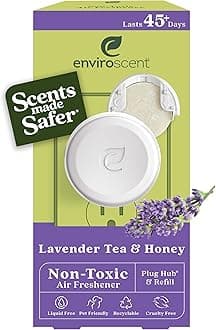 Non Toxic Air Freshener (Lavender Tea & Honey) Plug-in Home Fragrance Last 45+ Days | Kit includes 1 Refillable Plug In Warmer & 1 Scent Refill
