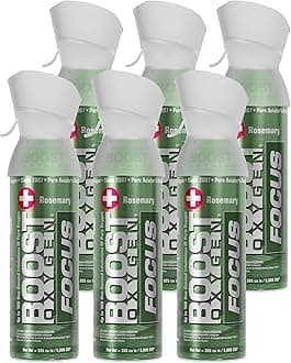 Boost Oxygen Medium Focus Rosemary Aroma 5L Canister | Respiratory Support for Aerobic Recovery, Altitude, Performance & Health (6 Pack)