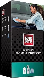 Autoglym Bodywork Wash and Protect - 4-Piece Car Cleaning Kit For Car Exteriors, Car Care Gift Set Includes Foaming Car Wash-500 ml, Rapid Aqua Wax-500 ml, (2) Car Cleaning Microfibre Towels