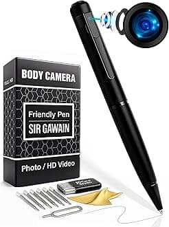 SIRGAWAIN 1080P Body Camera Pen [Upgraded 2024] – Body Cam with HD Video or Picture Taking, SD Card Storage, and Manual Control for Privacy Compliance