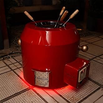 by Speedx - Electric Tandur with 4 Skewers | Home Cooking Tandoor Crafted with a Blend of Clay & Metal, (20x20x20) Inches, Cylindrical (Fiery Red)