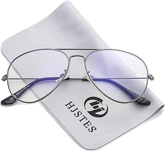 HJSTES Clear Lens Aviator Glasses Blue Light for Women Men Classic Pilot Frame Non-prescription Eyeglasses