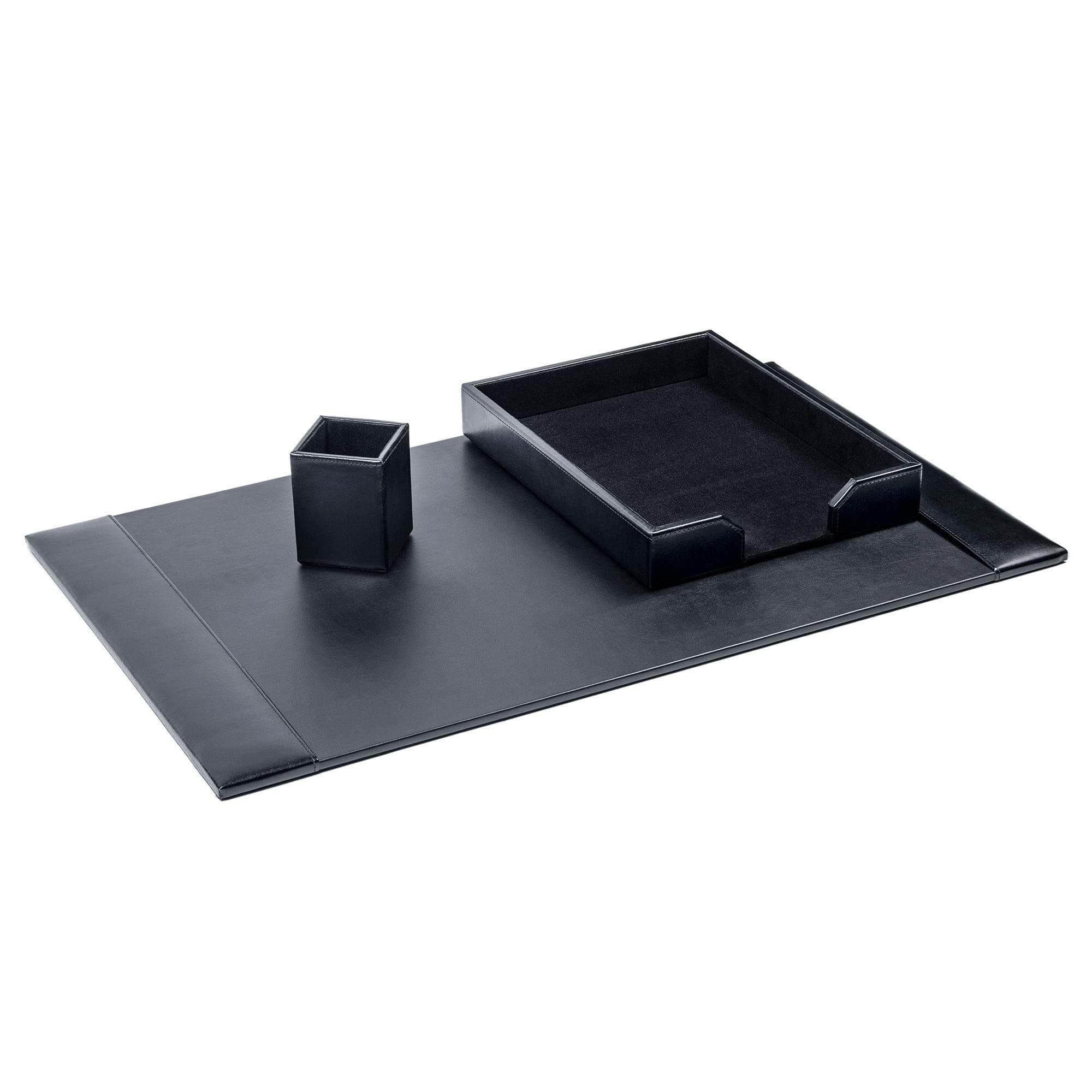 Dacasso Bonded Leather desk set, 3pcs, Black