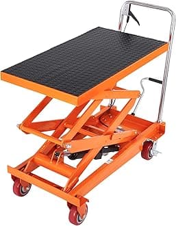 VEVOR TFD80 Hydraulic Lift Table Cart, 1760lbs Capacity 59" with 4 Wheels and Non-Slip Pad, for Material Handling and Transportation, Orange