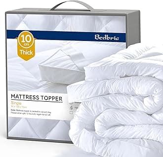 Single Mattress Topper - 4 Inches Thick, Soft & Fluffy, Hypoallergenic, White, Machine Washable