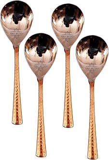Set of 4 Steel Copper Rice Spoon | for Serving RiceHome Hotel Restaurant | Dinnerware