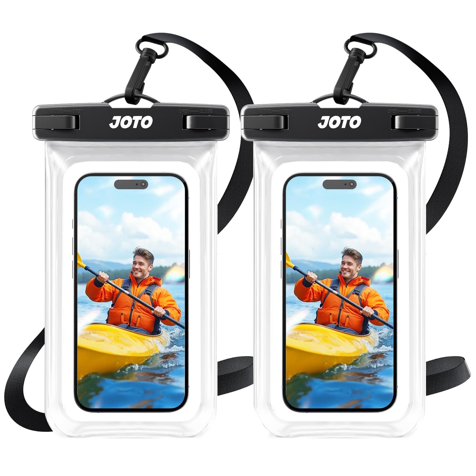 JOTO 2 Pack Waterproof Phone Pouch Case Up to 7", IPX8 Underwater Phone Case Cellphone Dry Bag for iPhone 17/Air 16 15 14 13 12 Pro Max Xs Max XR X 8 7 6S Plus SE/Galaxy S24 S23 S22 -Clear