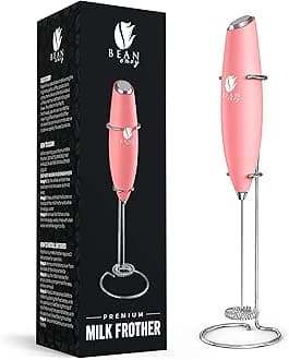 Bean Envy Milk Frother, Coffee Stirrers, Frother Wand, Milk Frother Handheld, Frother with stand, Hand Blender for Coffee, Lattes, Cappuccino, Matcha and Hot Chocolate – Kitchen Gifts - Rose Pink