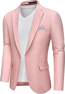 MAGE MALE Men's Slim Fit Blazer Jackets Suit One Button Lightweight Sports Coats Casual Blazer